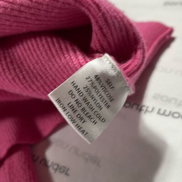 Bluivy Slouch Neck Ribbed Dolman Pullover Sweater Barbie Pink S/M - Picture 14 of 15